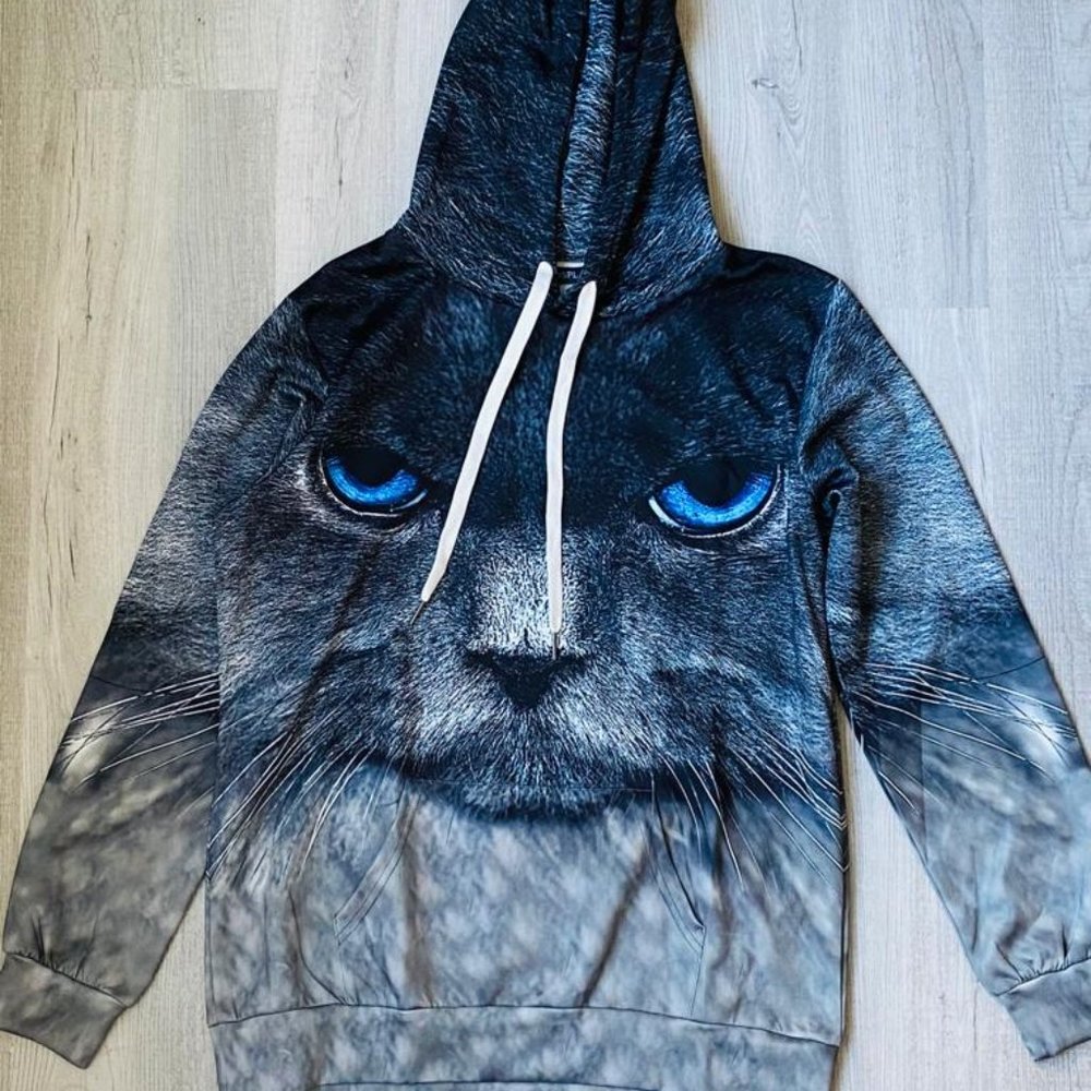Unisex Newcosplay Hoodie Long Sleeve 3D Print Cat Size S/M
